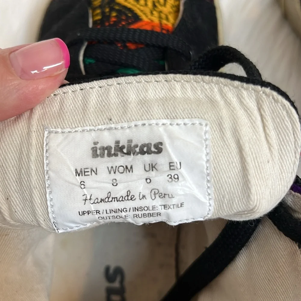 Inkkas High Top Sneakers Women Size 8 Multicolor Aztec Lace Up Hippie Style